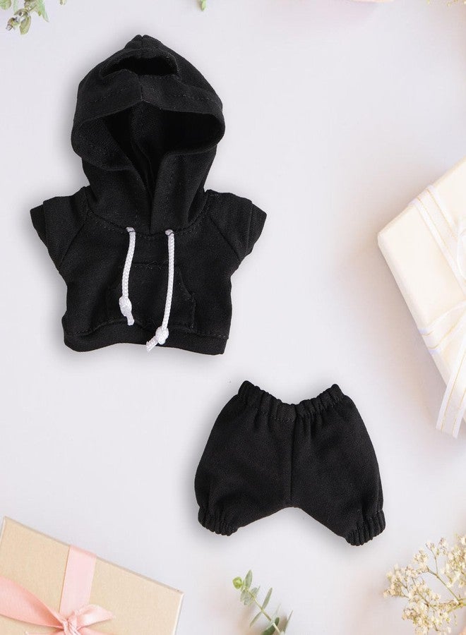 Penitue Doll Clothes Set, 17cm Dolls Outfit Casual Style Hoodie & Pants Costume Stylish Cute Clothing Accessories for Collectors Decoration & Display (Black) - Image 4